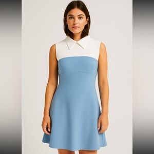 Edition de Robes Colorblock Sleeveless Polo Mini Dress White/Blue Women's Size 6